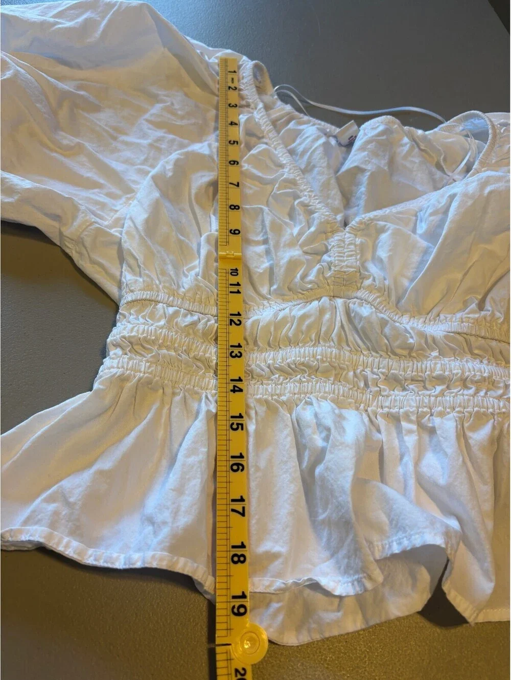 Old Navy White Cotton Peplum Blouse with Puff Sleeves, Size Small, Boho